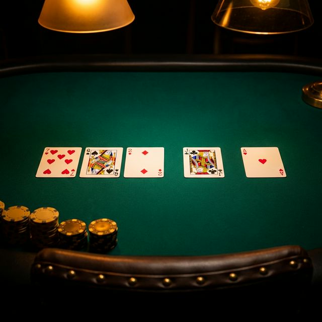 Community cards showing flop, turn, and river progression